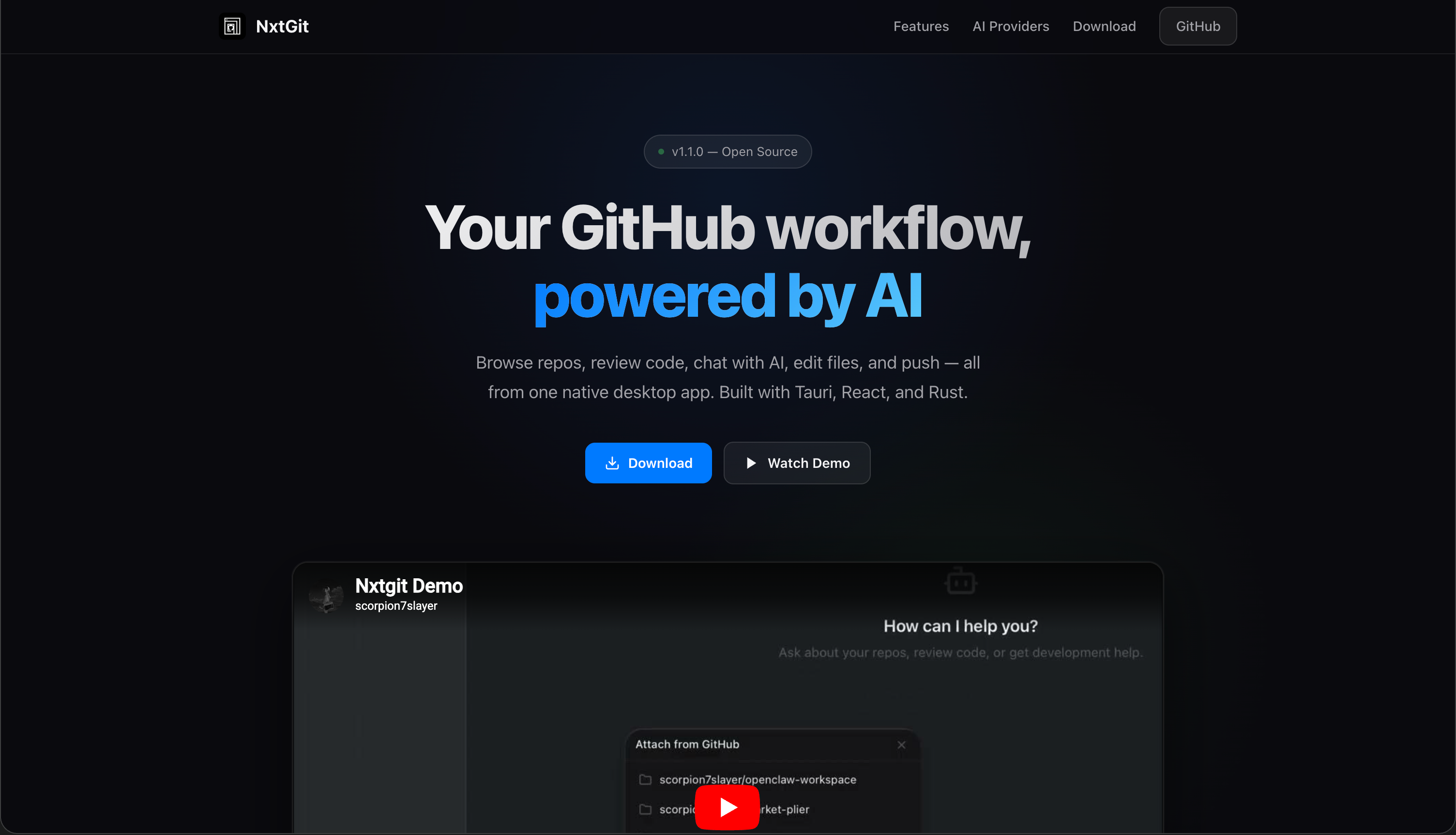 Interface du client GitHub NxtGit sur macOS